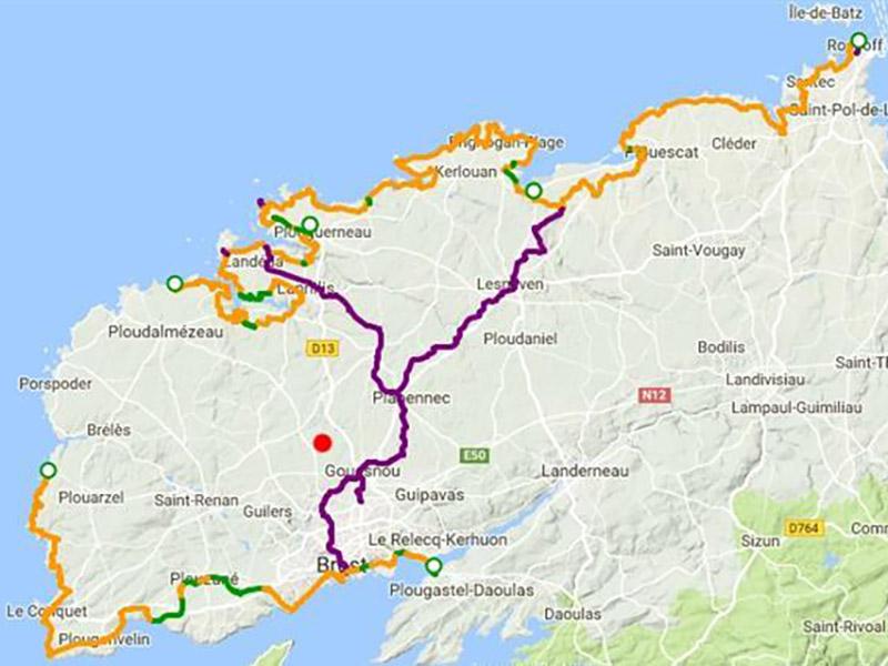 The route of the Littoral, cycle route in North Finistère